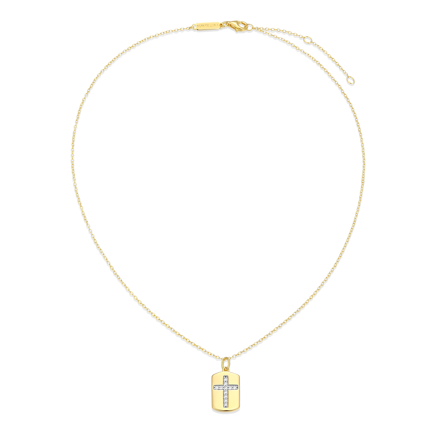 Cross Tag Lab-Created Diamond Pendant Necklace in 14K Yellow Gold-Plated Sterling Silver | M by Monte Luna