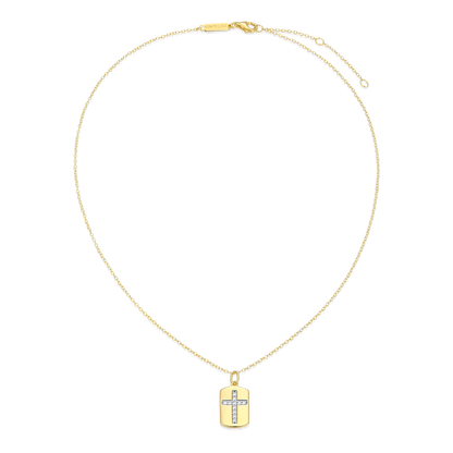 Cross Tag Lab-Created Diamond Pendant Necklace in 14K Yellow Gold-Plated Sterling Silver | M by Monte Luna
