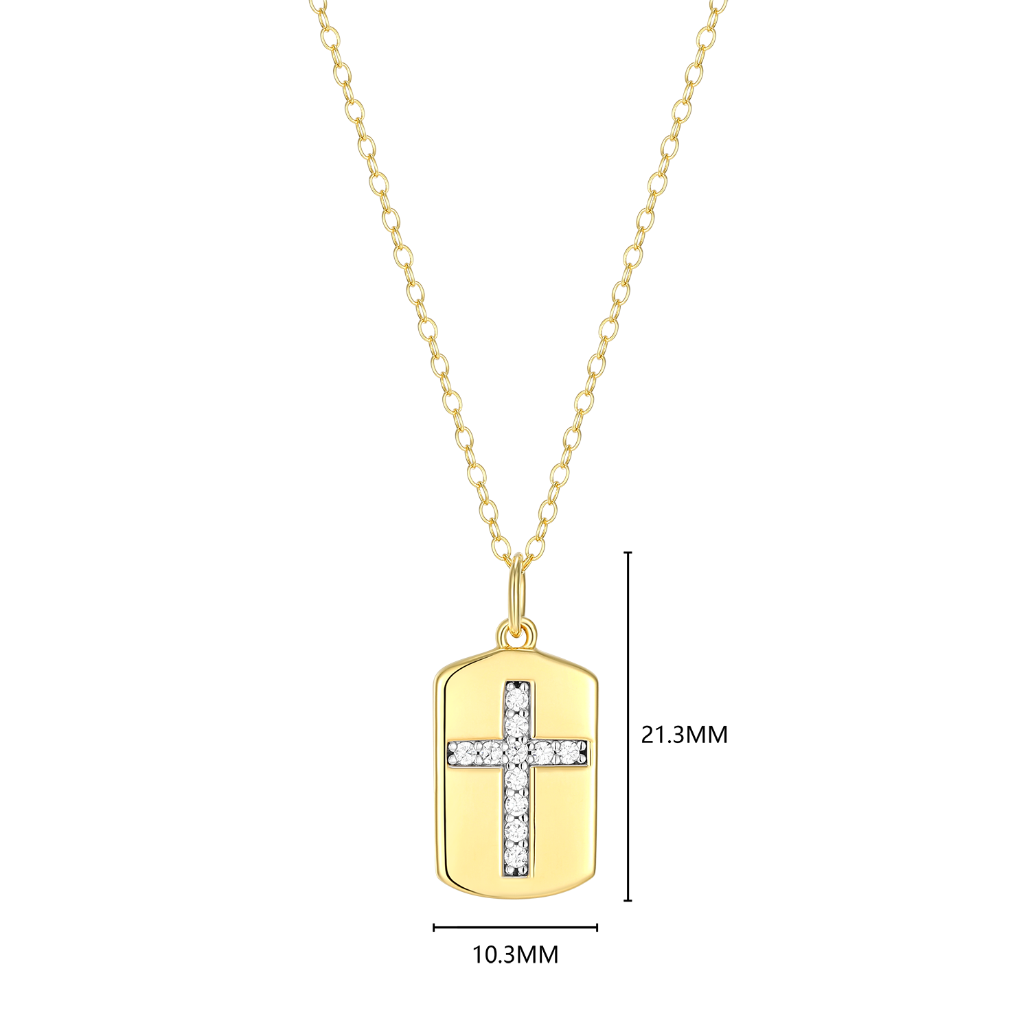 Cross Tag Lab-Created Diamond Pendant Necklace in 14K Yellow Gold-Plated Sterling Silver | M by Monte Luna