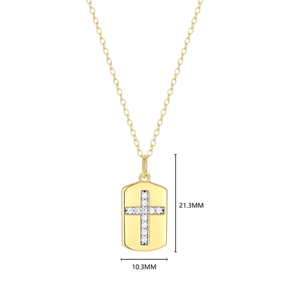 Cross Tag Lab-Created Diamond Pendant Necklace in 14K Yellow Gold-Plated Sterling Silver | M by Monte Luna