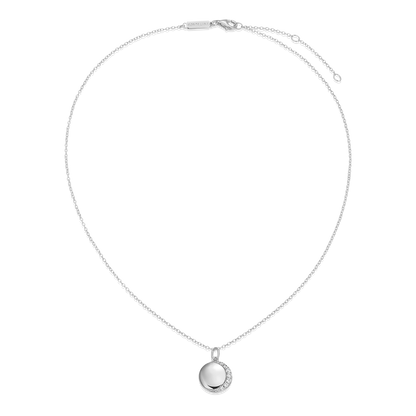 Crescent Medallion Lab-Created Diamond Pendant Necklace in Rhodium-Plated Sterling Silver | M by Monte Luna
