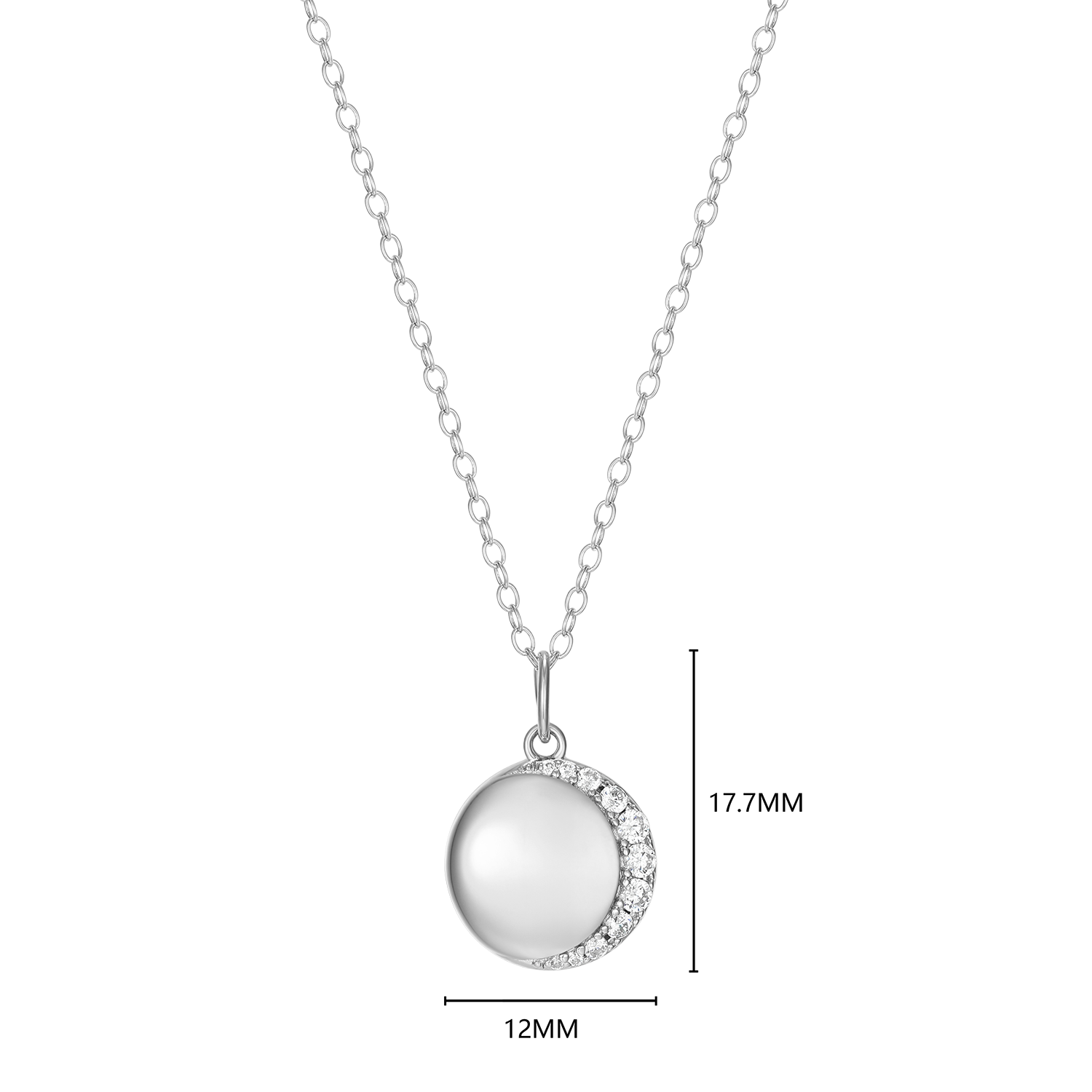 Crescent Medallion Lab-Created Diamond Pendant Necklace in Rhodium-Plated Sterling Silver | M by Monte Luna