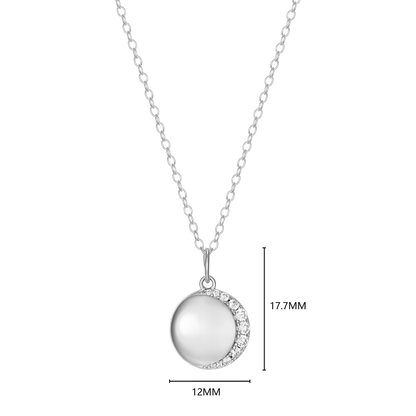 Crescent Medallion Lab-Created Diamond Pendant Necklace in Rhodium-Plated Sterling Silver | M by Monte Luna