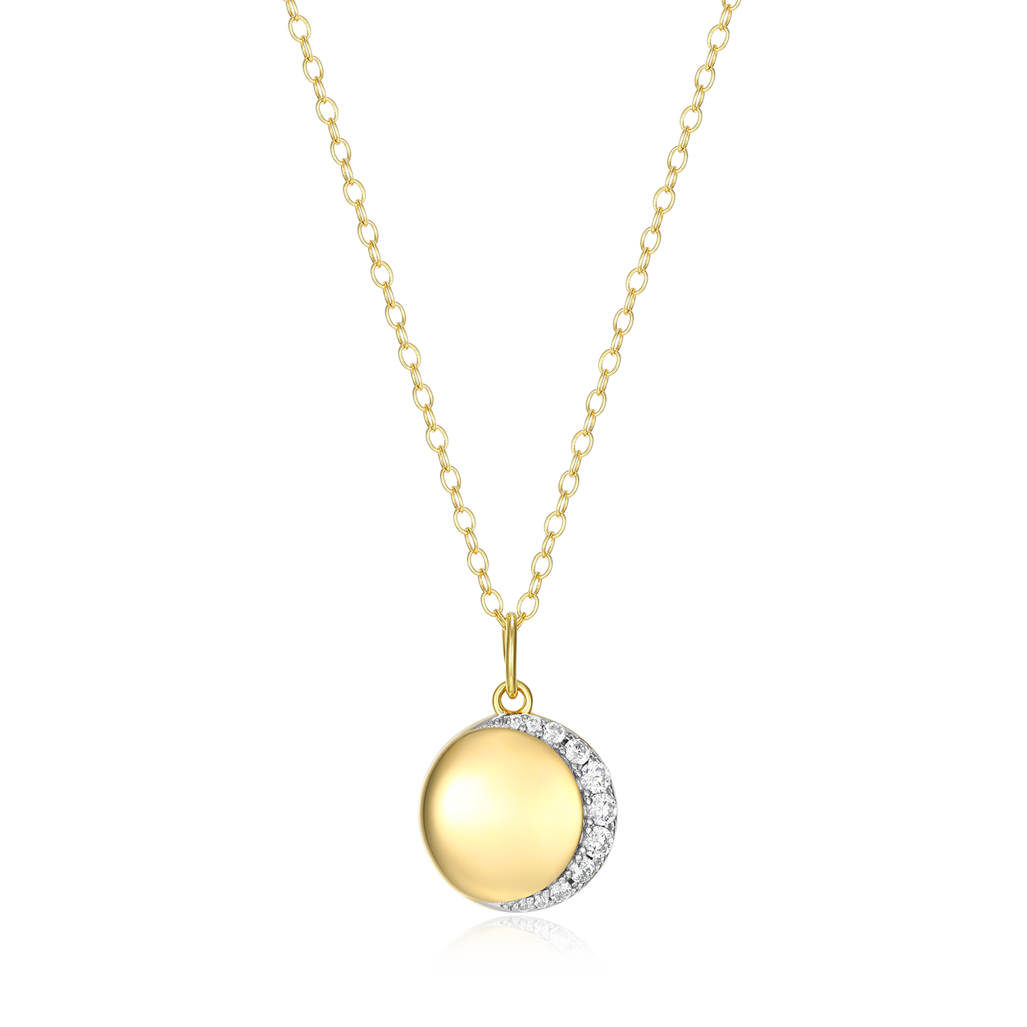 Crescent Medallion Lab-Created Diamond Pendant Necklace in 14K Yellow Gold-Plated Sterling Silver | M by Monte Luna