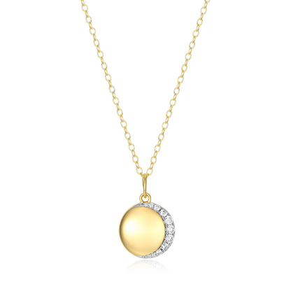 Crescent Medallion Lab-Created Diamond Pendant Necklace in 14K Yellow Gold-Plated Sterling Silver | M by Monte Luna