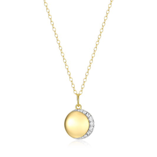 Crescent Medallion Lab-Created Diamond Pendant Necklace in 14K Yellow Gold-Plated Sterling Silver | M by Monte Luna