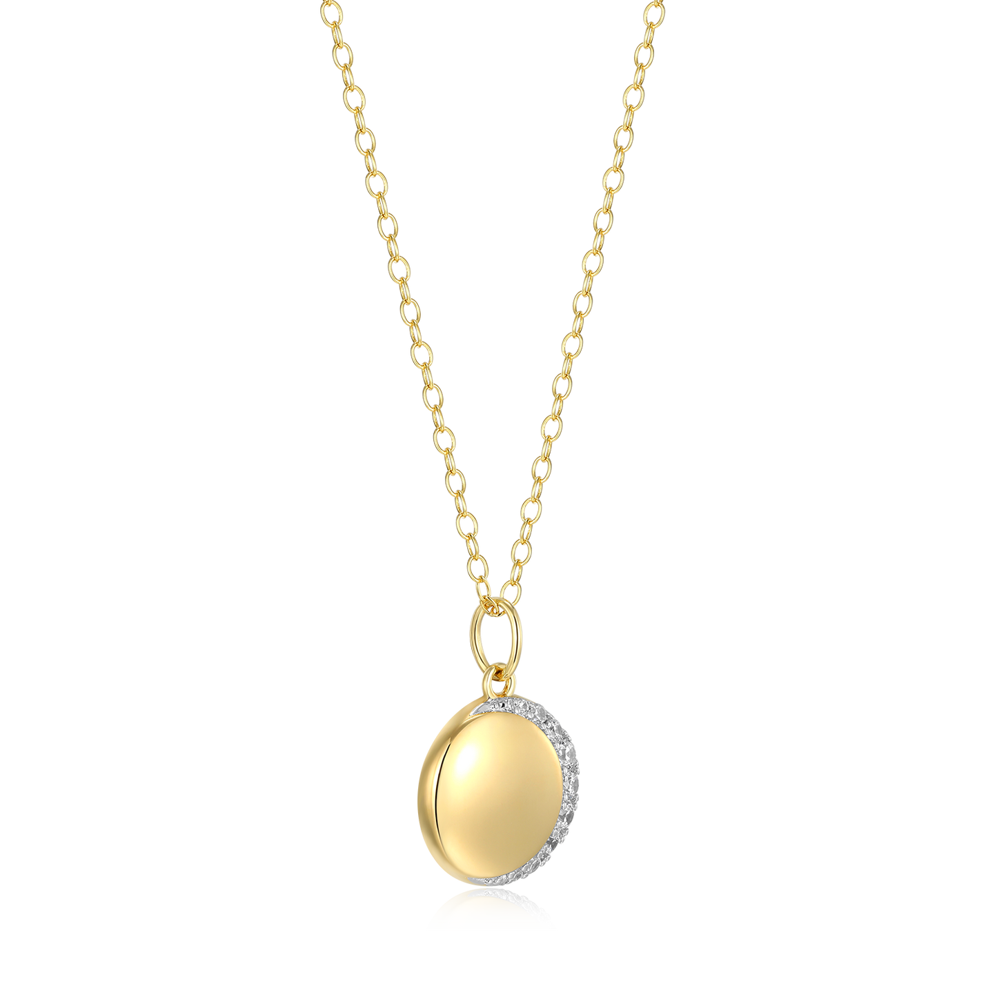 Crescent Medallion Lab-Created Diamond Pendant Necklace in 14K Yellow Gold-Plated Sterling Silver | M by Monte Luna