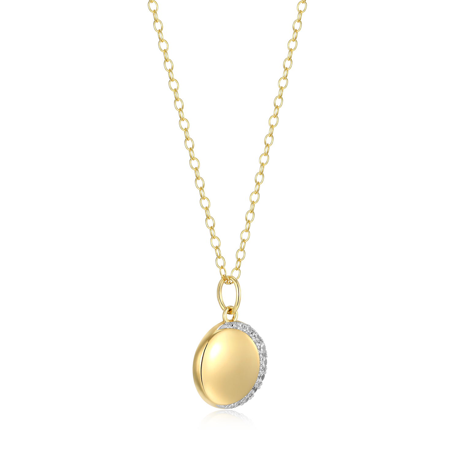 Crescent Medallion Lab-Created Diamond Pendant Necklace in 14K Yellow Gold-Plated Sterling Silver | M by Monte Luna