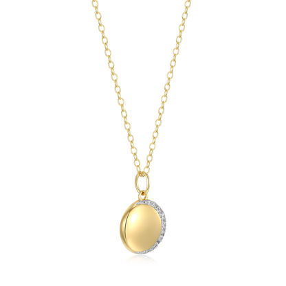 Crescent Medallion Lab-Created Diamond Pendant Necklace in 14K Yellow Gold-Plated Sterling Silver | M by Monte Luna