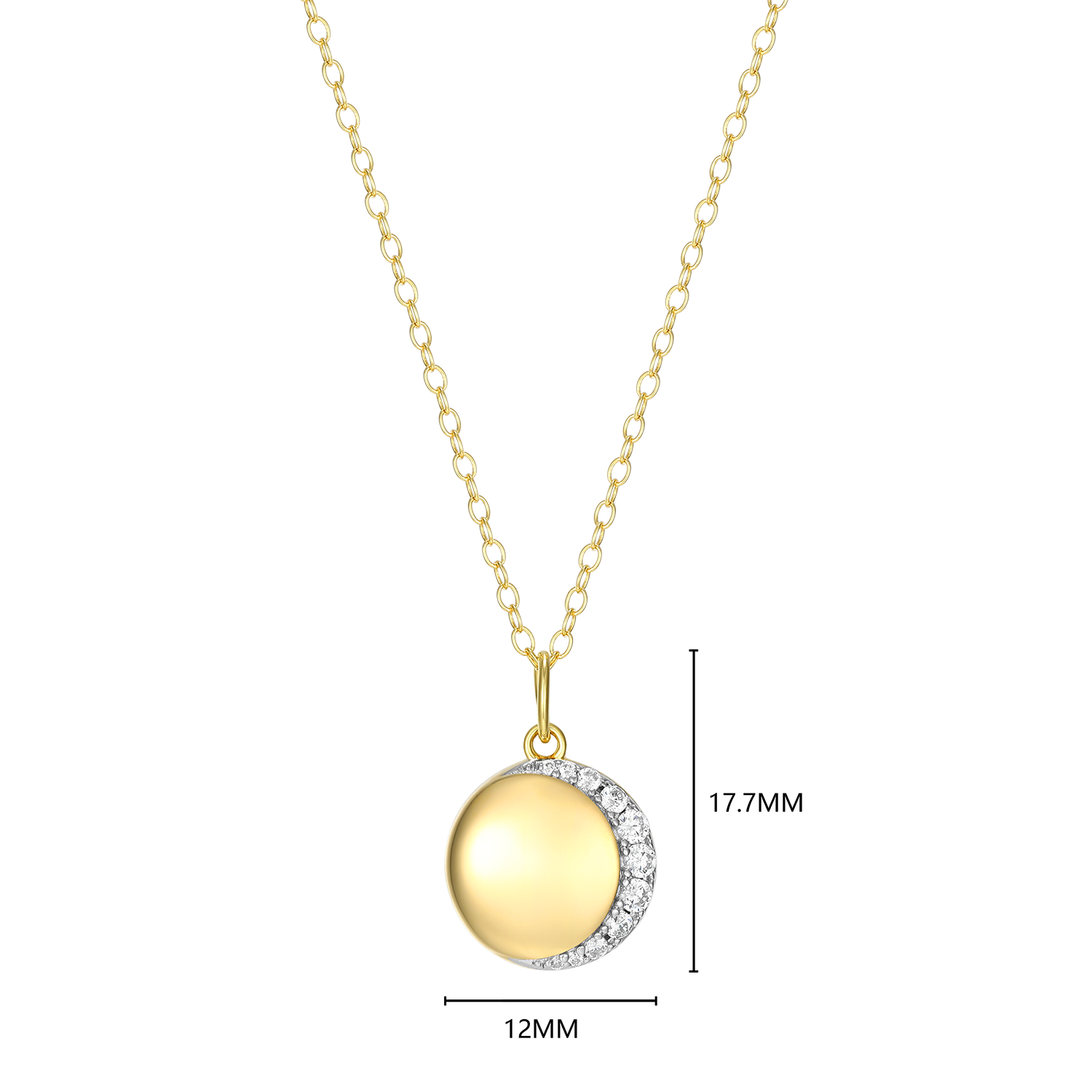 Crescent Medallion Lab-Created Diamond Pendant Necklace in 14K Yellow Gold-Plated Sterling Silver | M by Monte Luna