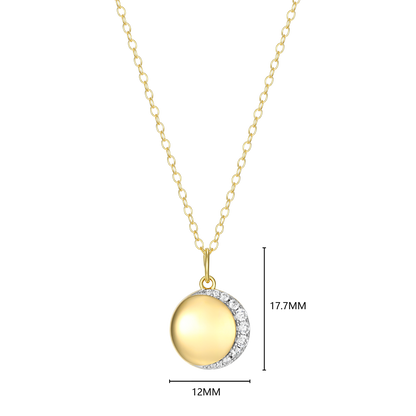 Crescent Medallion Lab-Created Diamond Pendant Necklace in 14K Yellow Gold-Plated Sterling Silver | M by Monte Luna