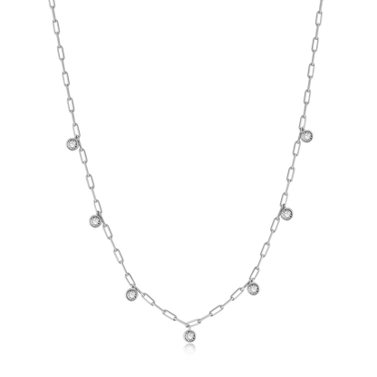 Dangle Station Lab-Created Diamond Mini Paperclip Necklace in Rhodium-Plated Sterling Silver | M by Monte Luna