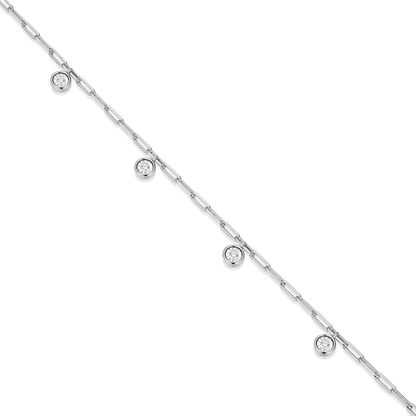 Dangle Station Lab-Created Diamond Mini Paperclip Necklace in Rhodium-Plated Sterling Silver | M by Monte Luna
