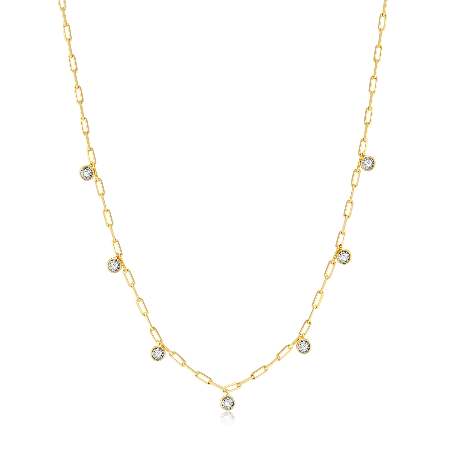 Dangle Station Lab-Created Diamond Mini Paperclip Necklace in 14K Yellow Gold-Plated Sterling Silver | M by Monte Luna