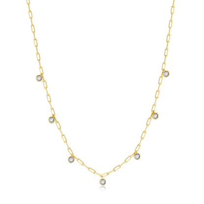 Dangle Station Lab-Created Diamond Mini Paperclip Necklace in 14K Yellow Gold-Plated Sterling Silver | M by Monte Luna