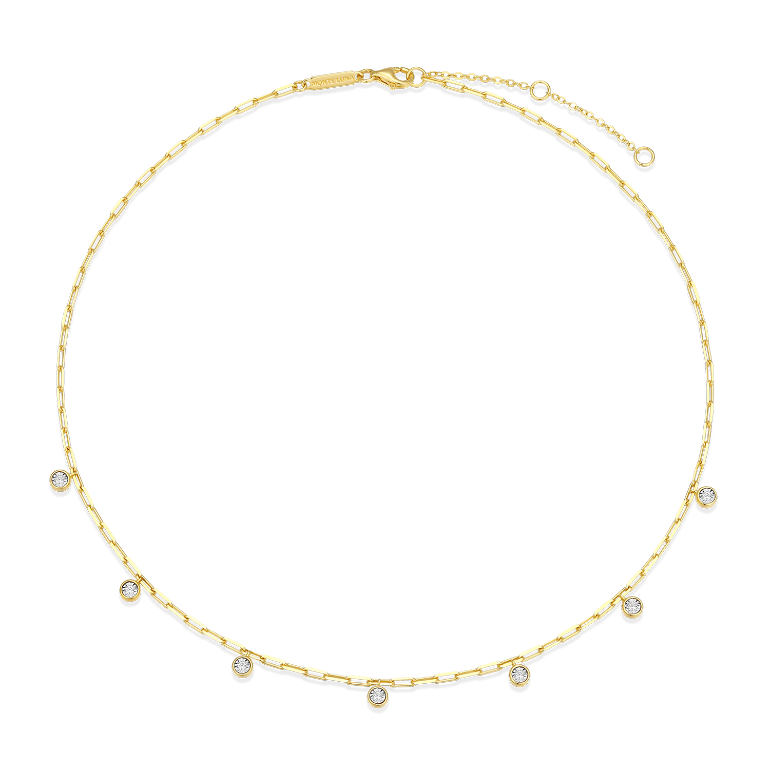 Dangle Station Lab-Created Diamond Mini Paperclip Necklace in 14K Yellow Gold-Plated Sterling Silver | M by Monte Luna