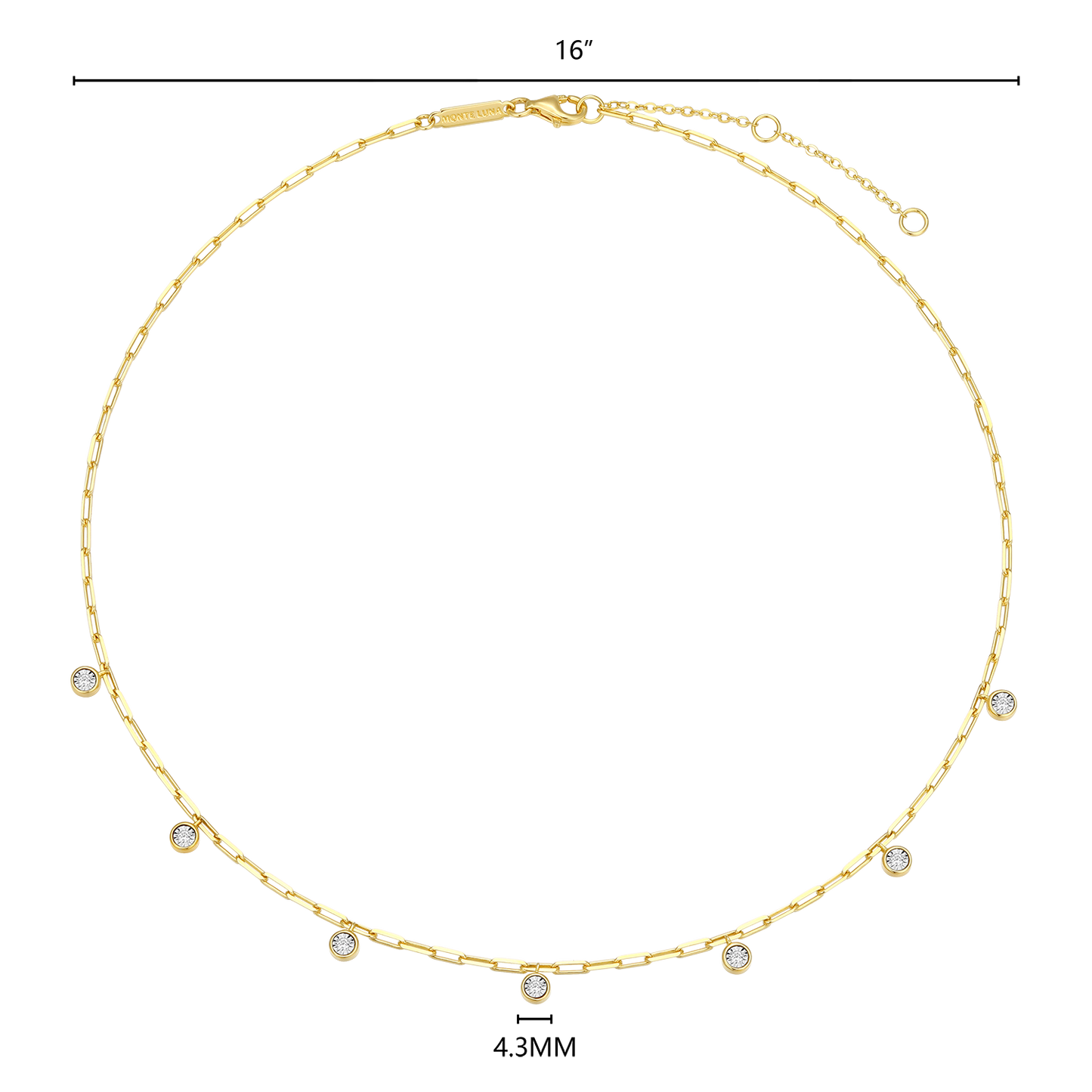 Dangle Station Lab-Created Diamond Mini Paperclip Necklace in 14K Yellow Gold-Plated Sterling Silver | M by Monte Luna