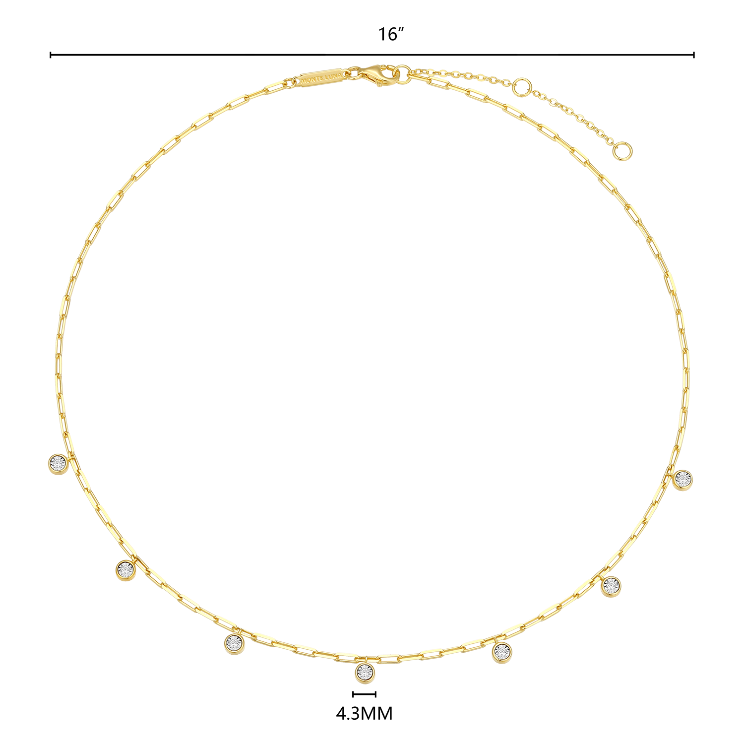 Dangle Station Lab-Created Diamond Mini Paperclip Necklace in 14K Yellow Gold-Plated Sterling Silver | M by Monte Luna