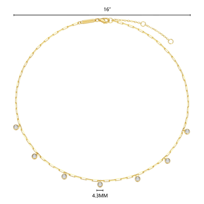 Dangle Station Lab-Created Diamond Mini Paperclip Necklace in 14K Yellow Gold-Plated Sterling Silver | M by Monte Luna