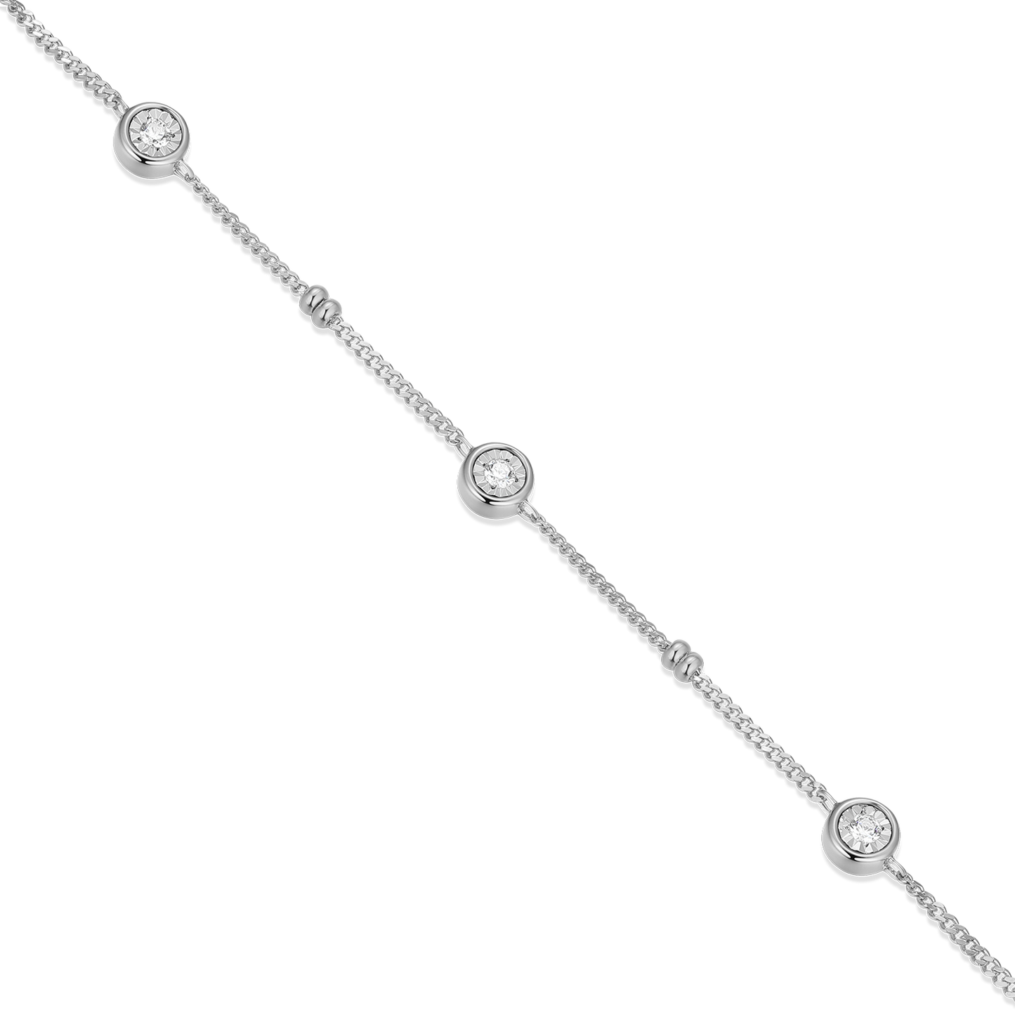 Bezel Station Lab-Created Diamond Beaded Bolo Necklace in Rhodium-Plated Sterling Silver | M by Monte Luna