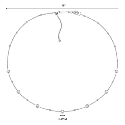 Bezel Station Lab-Created Diamond Beaded Bolo Necklace in Rhodium-Plated Sterling Silver | M by Monte Luna