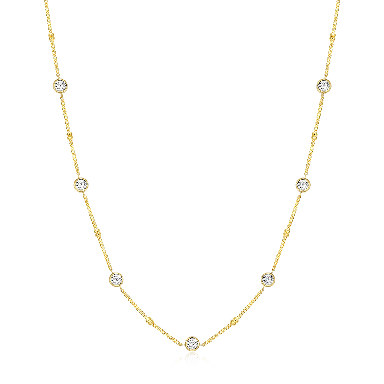 Bezel Station Lab-Created Diamond Beaded Bolo Necklace in 14K Yellow Gold-Plated Sterling Silver | M by Monte Luna