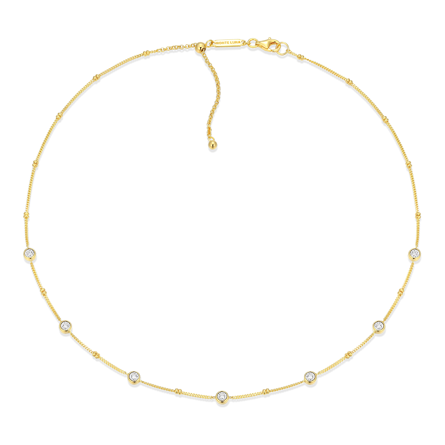 Bezel Station Lab-Created Diamond Beaded Bolo Necklace in 14K Yellow Gold-Plated Sterling Silver | M by Monte Luna