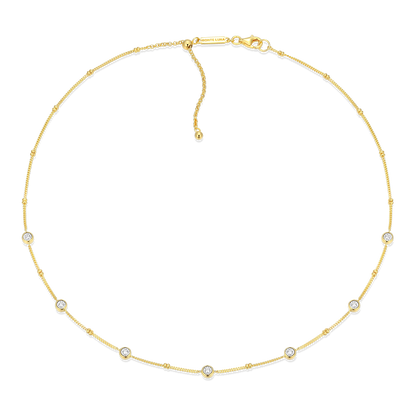 Bezel Station Lab-Created Diamond Beaded Bolo Necklace in 14K Yellow Gold-Plated Sterling Silver | M by Monte Luna