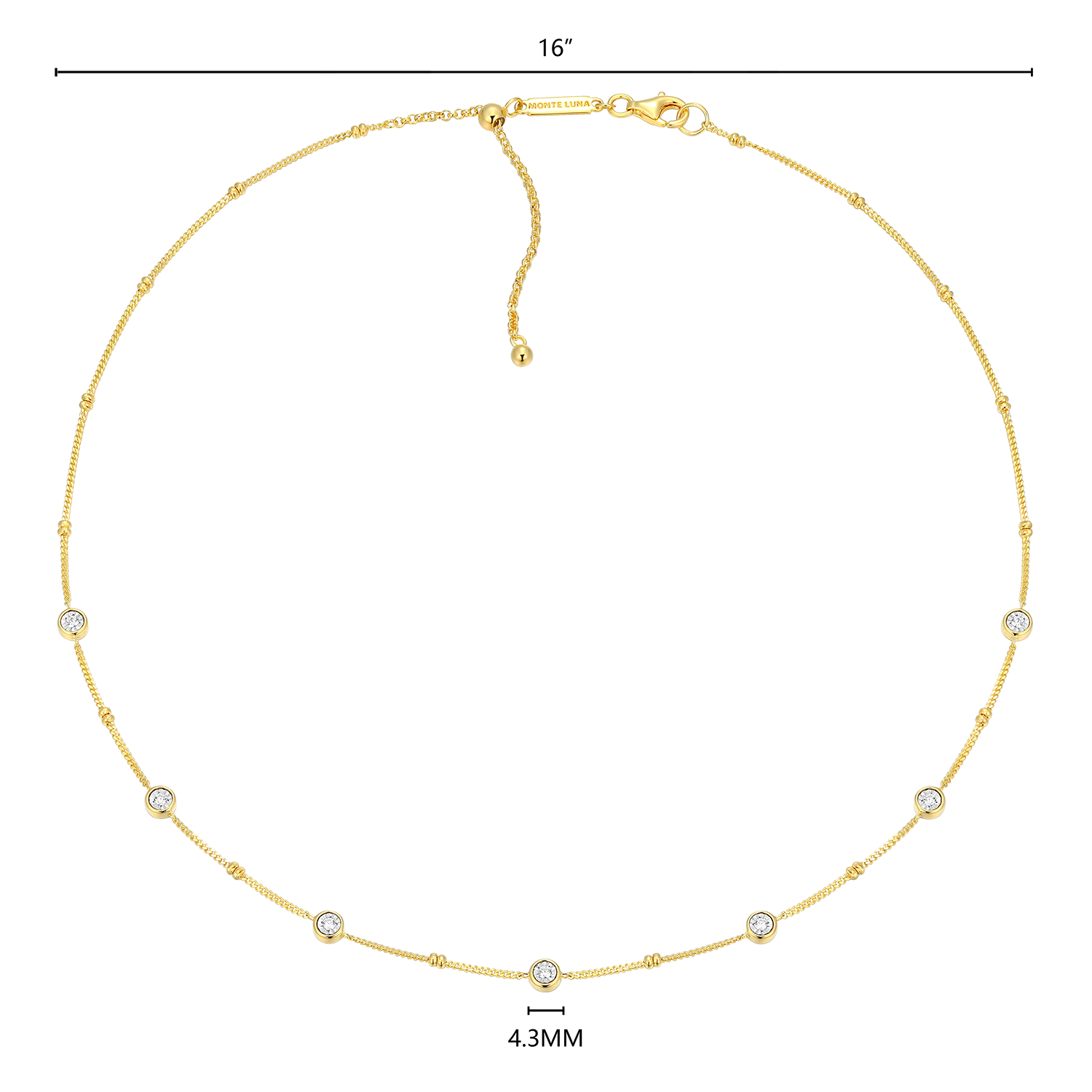 Bezel Station Lab-Created Diamond Beaded Bolo Necklace in 14K Yellow Gold-Plated Sterling Silver | M by Monte Luna