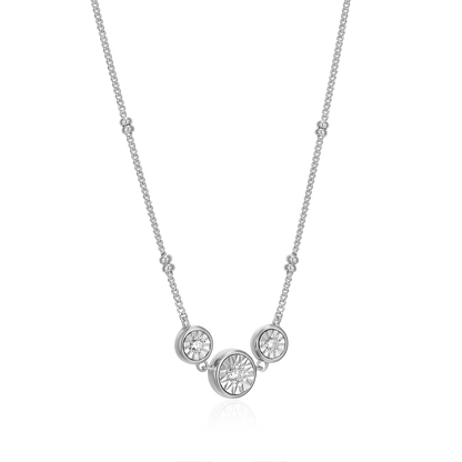 Trio Bezel-Set Lab-Created Diamond Beaded Bolo Necklace in Rhodium-Plated Sterling Silver | M by Monte Luna