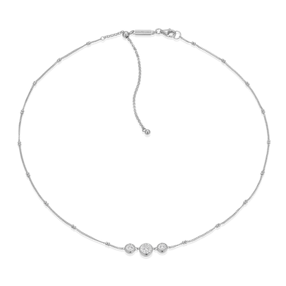 Trio Bezel-Set Lab-Created Diamond Beaded Bolo Necklace in Rhodium-Plated Sterling Silver | M by Monte Luna