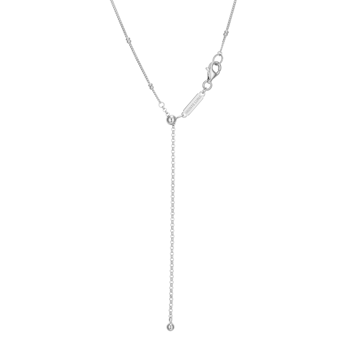 Trio Bezel-Set Lab-Created Diamond Beaded Bolo Necklace in Rhodium-Plated Sterling Silver | M by Monte Luna