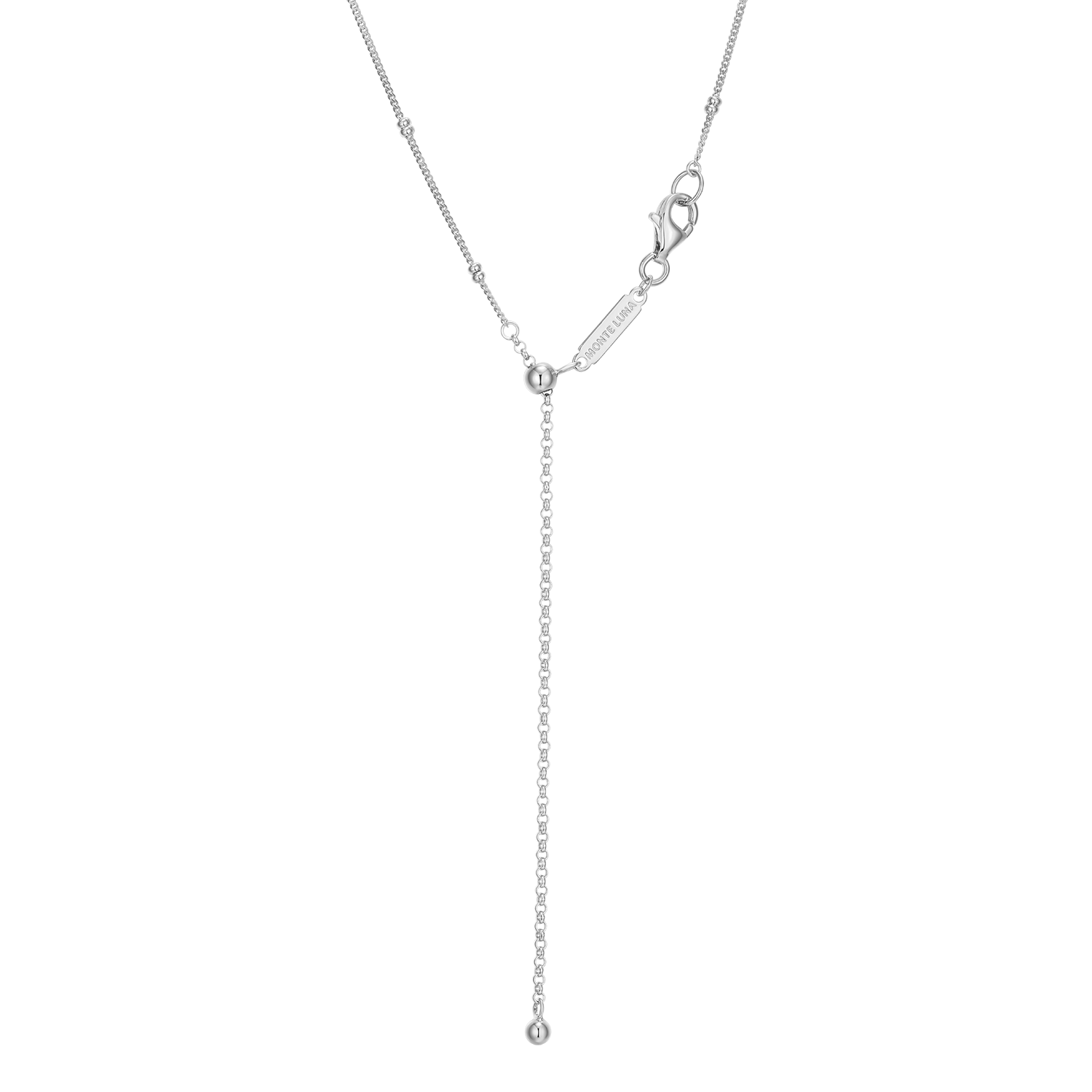 Trio Bezel-Set Lab-Created Diamond Beaded Bolo Necklace in Rhodium-Plated Sterling Silver | M by Monte Luna