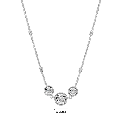 Trio Bezel-Set Lab-Created Diamond Beaded Bolo Necklace in Rhodium-Plated Sterling Silver | M by Monte Luna