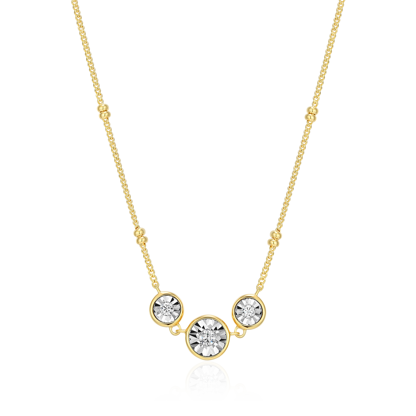 Trio Bezel-Set Lab-Created Diamond Beaded Bolo Necklace in 14K Yellow Gold-Plated Sterling Silver | M by Monte Luna