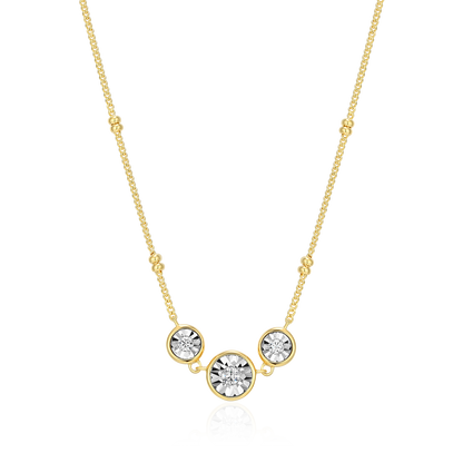 Trio Bezel-Set Lab-Created Diamond Beaded Bolo Necklace in 14K Yellow Gold-Plated Sterling Silver | M by Monte Luna