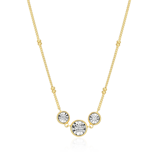 Trio Bezel-Set Lab-Created Diamond Beaded Bolo Necklace in 14K Yellow Gold-Plated Sterling Silver | M by Monte Luna