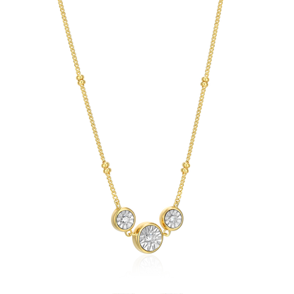 Trio Bezel-Set Lab-Created Diamond Beaded Bolo Necklace in 14K Yellow Gold-Plated Sterling Silver | M by Monte Luna