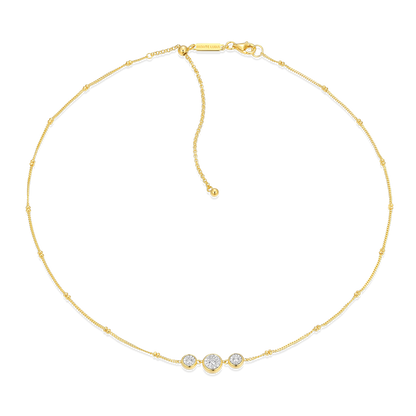 Trio Bezel-Set Lab-Created Diamond Beaded Bolo Necklace in 14K Yellow Gold-Plated Sterling Silver | M by Monte Luna