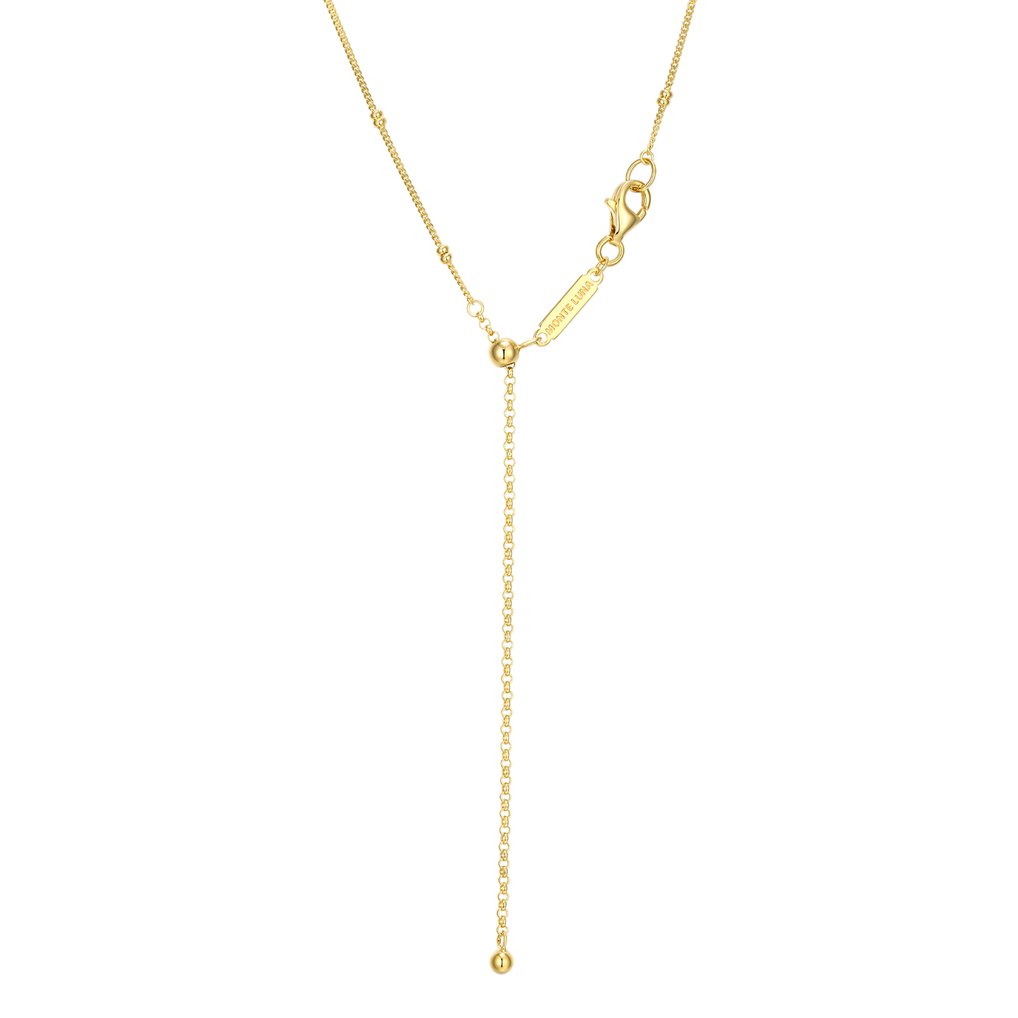 Trio Bezel-Set Lab-Created Diamond Beaded Bolo Necklace in 14K Yellow Gold-Plated Sterling Silver | M by Monte Luna
