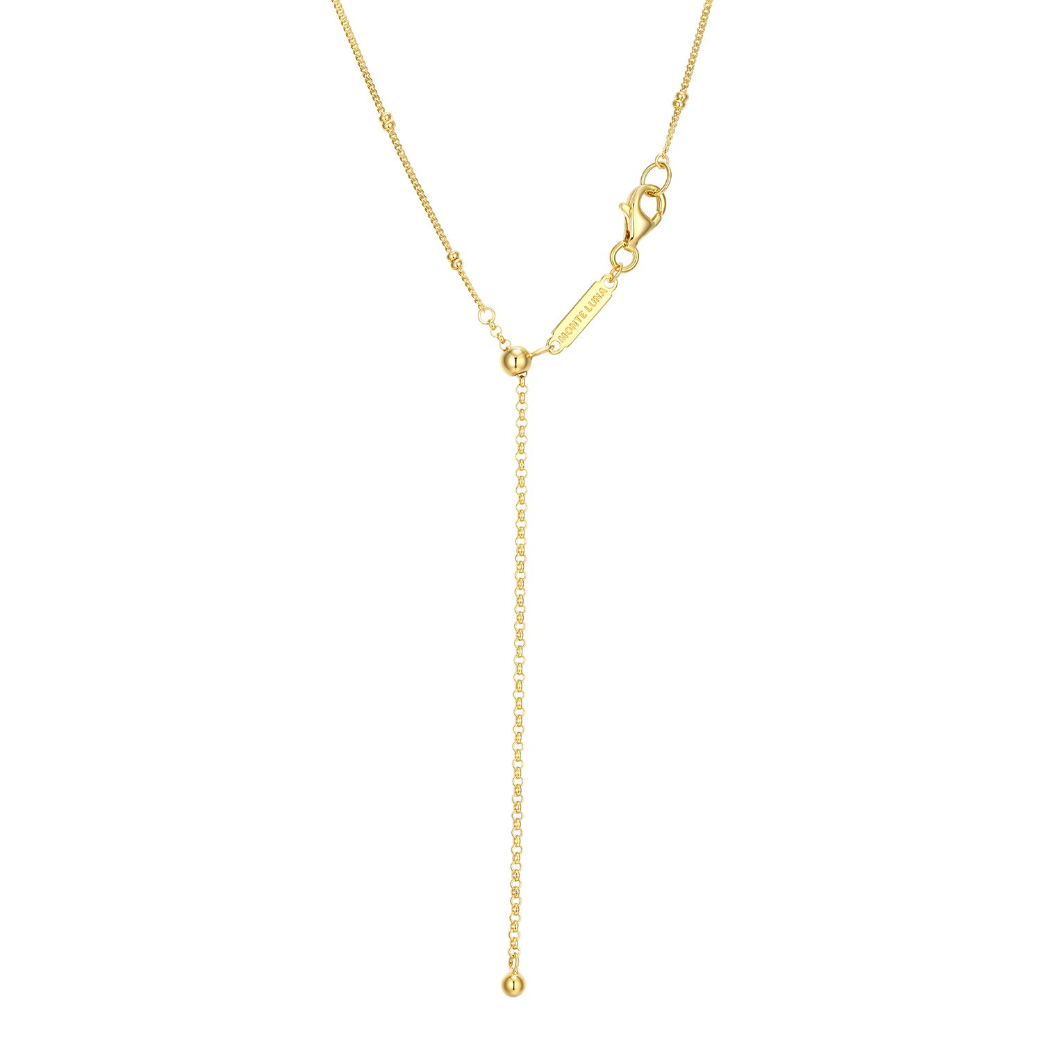 Trio Bezel-Set Lab-Created Diamond Beaded Bolo Necklace in 14K Yellow Gold-Plated Sterling Silver | M by Monte Luna