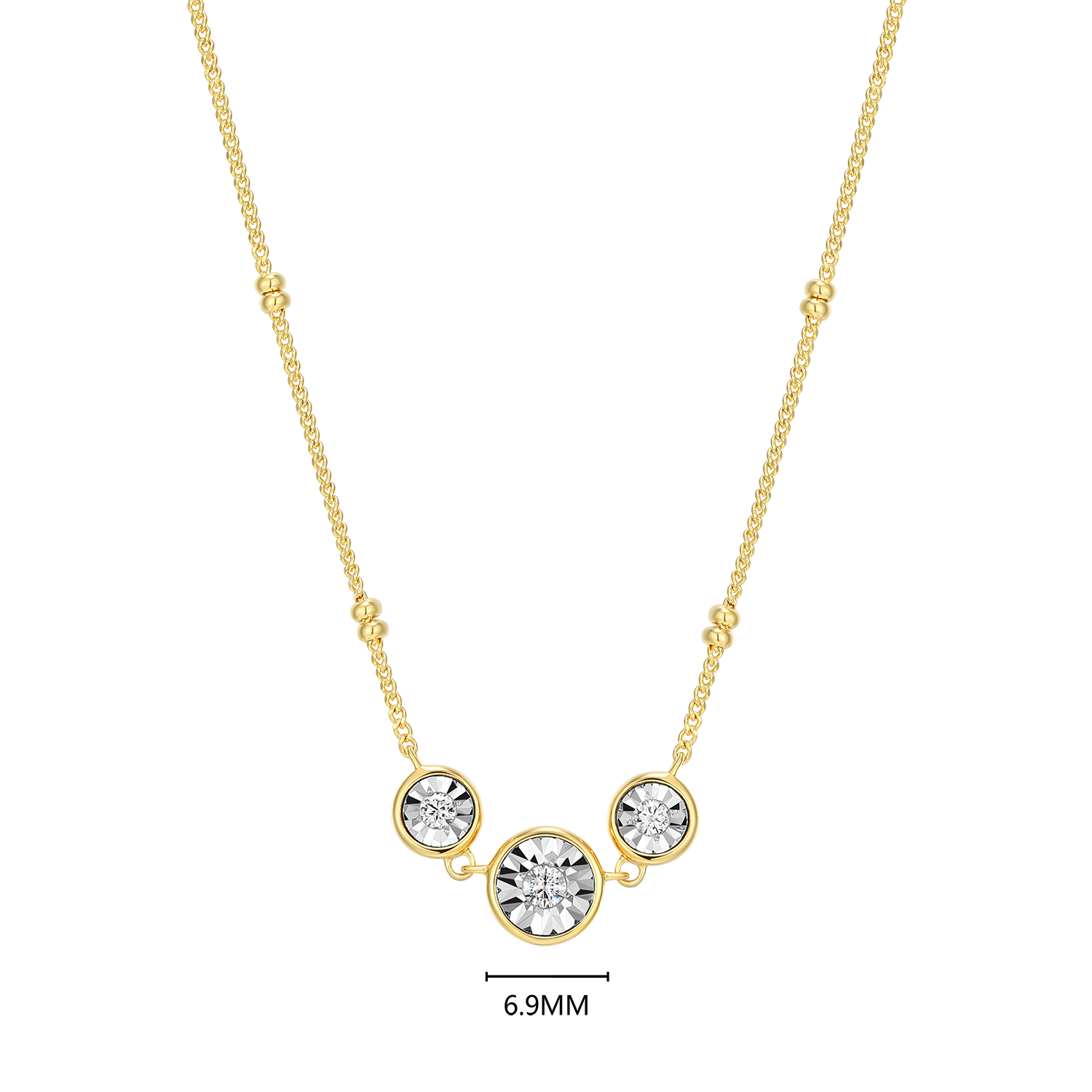 Trio Bezel-Set Lab-Created Diamond Beaded Bolo Necklace in 14K Yellow Gold-Plated Sterling Silver | M by Monte Luna