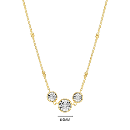 Trio Bezel-Set Lab-Created Diamond Beaded Bolo Necklace in 14K Yellow Gold-Plated Sterling Silver | M by Monte Luna