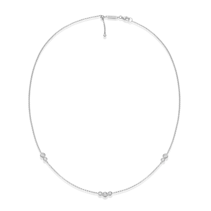 Trio Bezel-Set Lab-Created Diamond Station Bolo Necklace in Rhodium-Plated Sterling Silver | M by Monte Luna