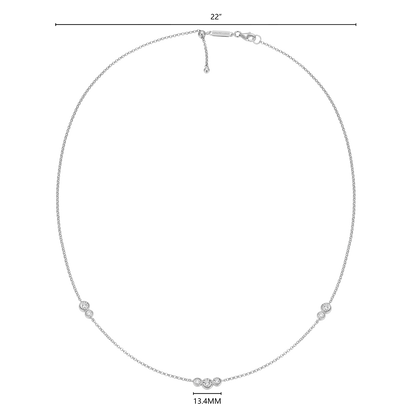 Trio Bezel-Set Lab-Created Diamond Station Bolo Necklace in Rhodium-Plated Sterling Silver | M by Monte Luna