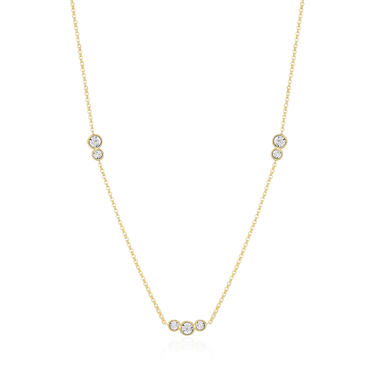 Trio Bezel-Set Lab-Created Diamond Station Bolo Necklace in 14K Yellow Gold-Plated Sterling Silver | M by Monte Luna