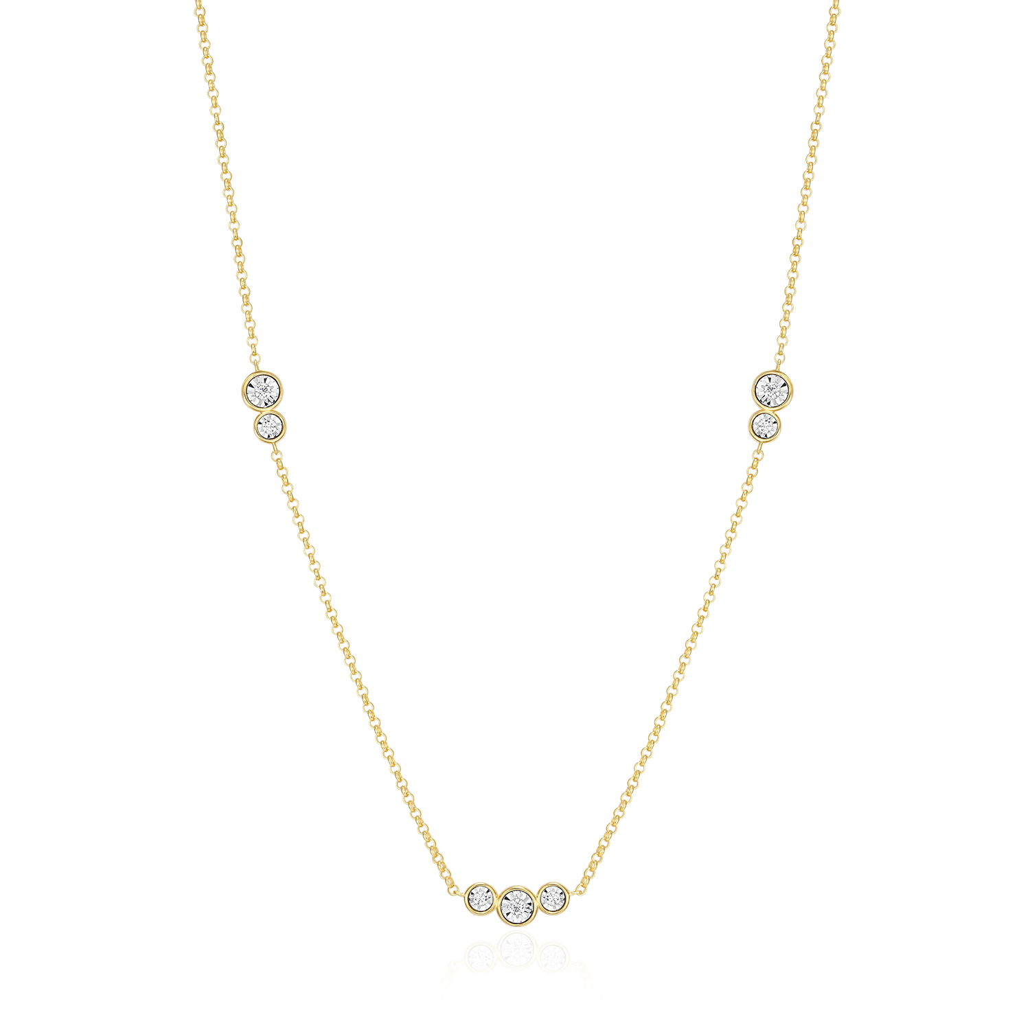 Trio Bezel-Set Lab-Created Diamond Station Bolo Necklace in 14K Yellow Gold-Plated Sterling Silver | M by Monte Luna