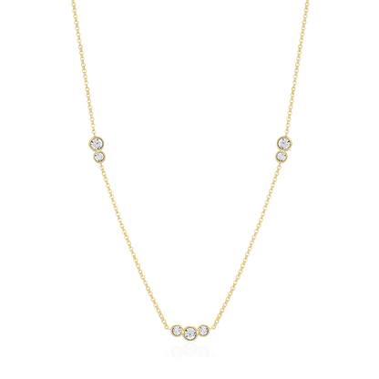 Trio Bezel-Set Lab-Created Diamond Station Bolo Necklace in 14K Yellow Gold-Plated Sterling Silver | M by Monte Luna