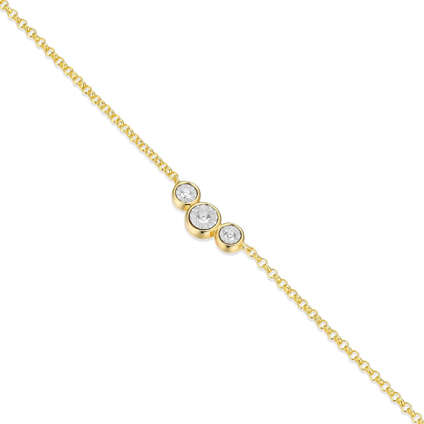 Trio Bezel-Set Lab-Created Diamond Station Bolo Necklace in 14K Yellow Gold-Plated Sterling Silver | M by Monte Luna