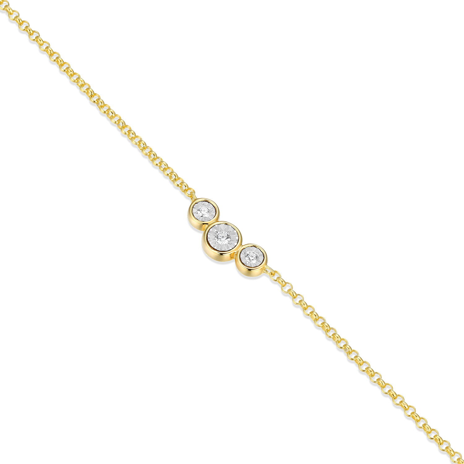 Trio Bezel-Set Lab-Created Diamond Station Bolo Necklace in 14K Yellow Gold-Plated Sterling Silver | M by Monte Luna